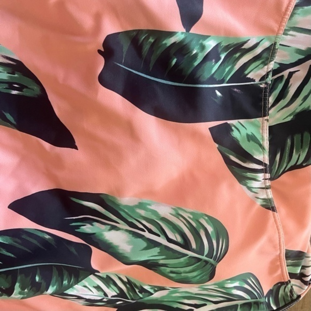 Waikiki Hawaii Orange & Green Palm Leaf‎ One Piece Swimsuit Lace Up Back NWT - Picture 11 of 12